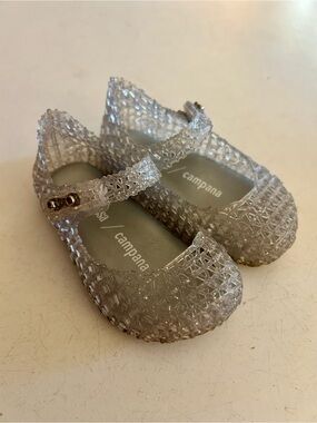 Mini Melissa Campana Silver Glitter Jelly Sandals